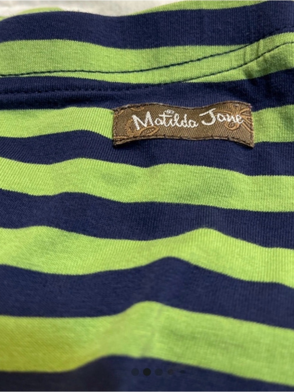 Matilda Jane Navy and Green Stripe Ruffle Diaper Cover - Picture 4 of 5
